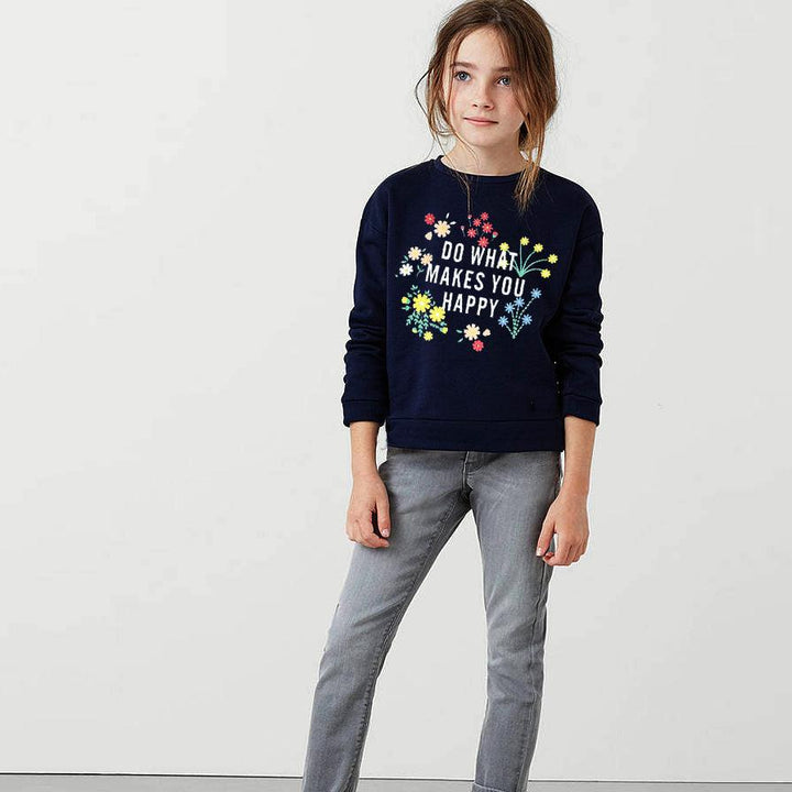 KIDS NAVY FLORAL HI-DENSITY PRINTED HEAVY FLEECE SWEATSHIRT (11265) - Brands River