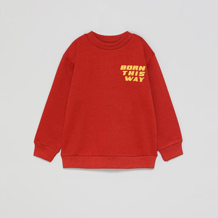 Kids " Born this way" Slogan printed Fleece Sweatshirt (LF-11087) - Brands River