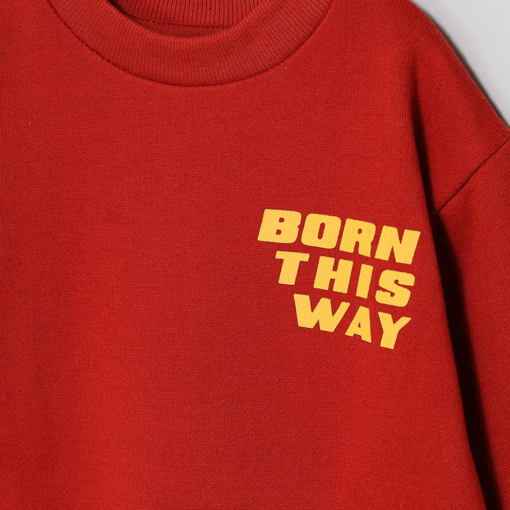 Kids " Born this way" Slogan printed Fleece Sweatshirt (LF-11087) - Brands River