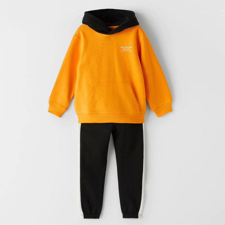 Kids Yellow / Black Graphic hoodie Suite (MA-10572) - Brands River