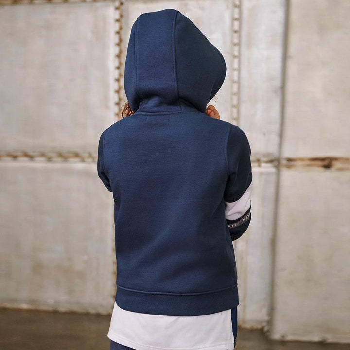 Kid's Contrast Sleeves Bands Zipper Hoodie (GE-00802) - Brands River