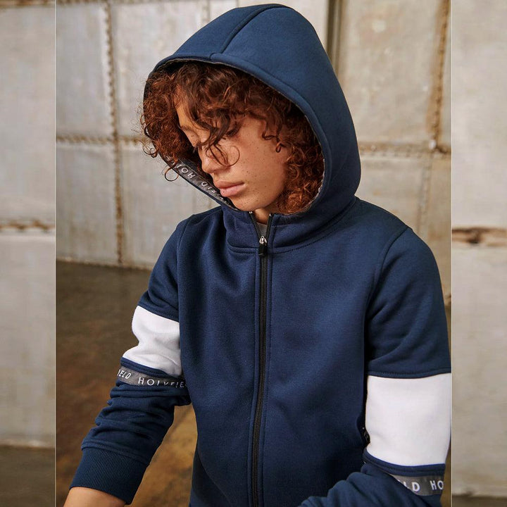 Kid's Contrast Sleeves Bands Zipper Hoodie (GE-00802) - Brands River