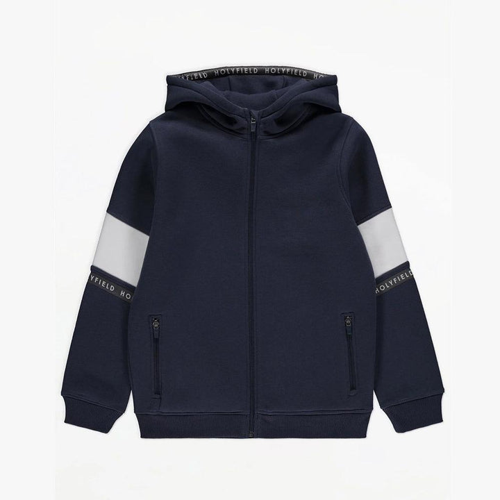 Kid's Contrast Sleeves Bands Zipper Hoodie (GE-00802) - Brands River