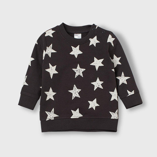 All-Over Stars Printed Sweatshirt With Shoulder Snap Button For Kids (HM-10046) - Brands River