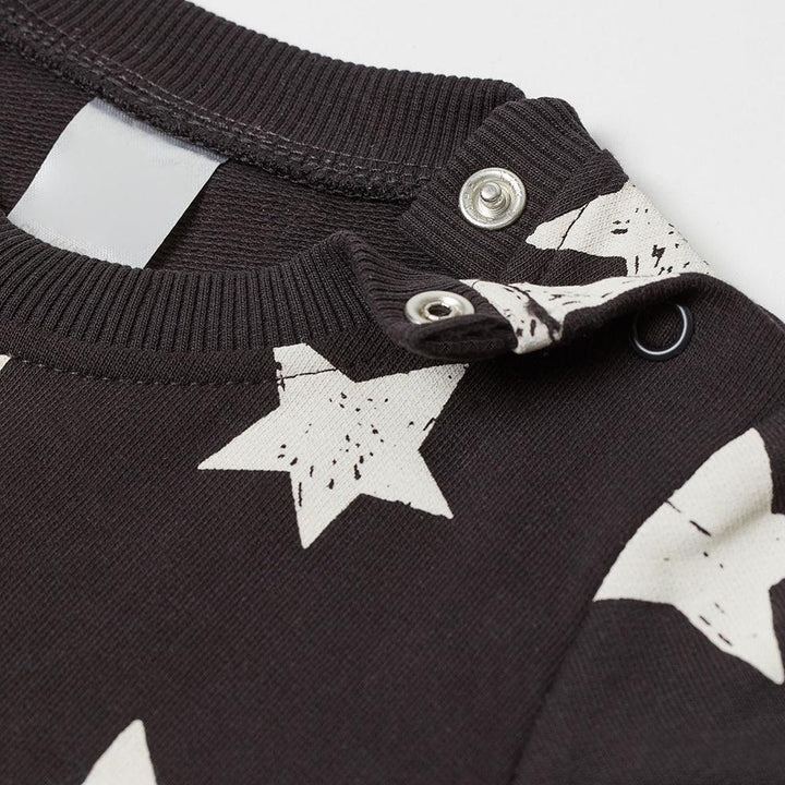 All-Over Stars Printed Sweatshirt With Shoulder Snap Button For Kids (HM-10046) - Brands River