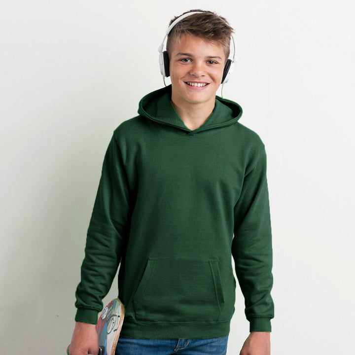 Kids Bottle Green Basic pullover fleece hoodie (RE-11205) - Brands River