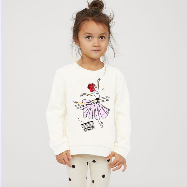 Mni-Minors Kids White Dancing Doll Graphic Print Fleece Sweatshirt (MM-11234) - Brands River