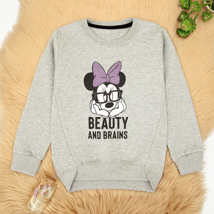 Girl's Premium Quality Minnie Mouse Graphic Printed Sweatshirt (MD-00740) - Brands River