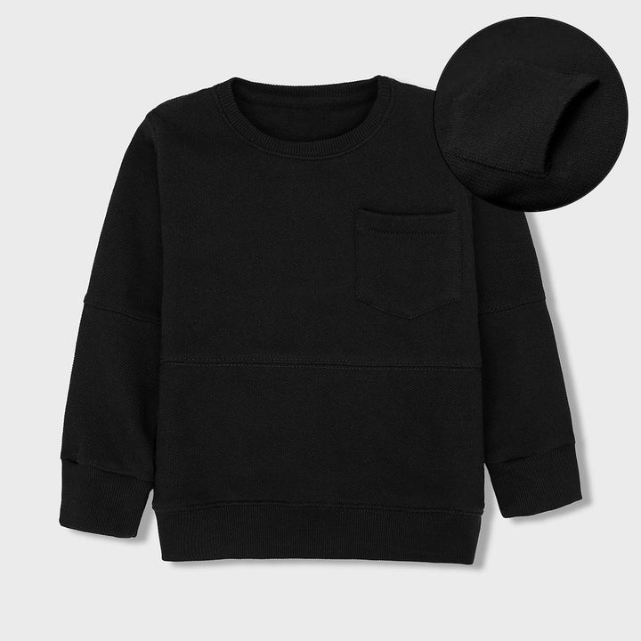 Kid's Premium Quality Black Cut & Sew Crew Neck Sweatshirt (MD-00761) - Brands River