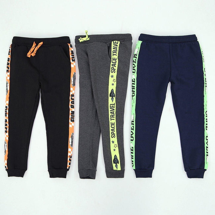 Kid's Premium Quality Color-Full Canvas Tape Printed Side Panel Fleece Trouser - Brands River