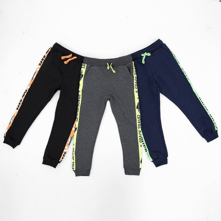 Kid's Premium Quality Color-Full Canvas Tape Printed Side Panel Fleece Trouser - Brands River