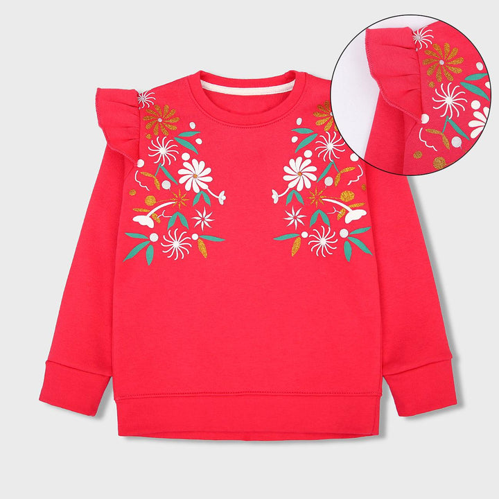 Girl's Premium Quality Graphic Printed Pink Fleece Sweatshirt (MD-00765) - Brands River