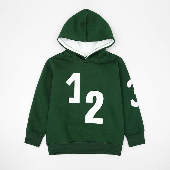 Kid's Premium Quality Green Pull-Over Printed Soft Fleece Hoodie (MD-00770) - Brands River