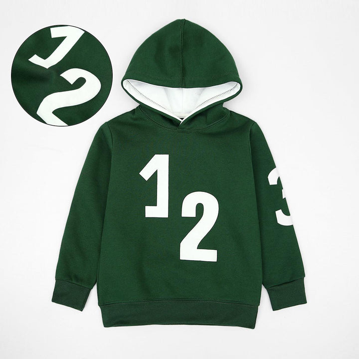 Kid's Premium Quality Green Pull-Over Printed Soft Fleece Hoodie (MD-00770) - Brands River