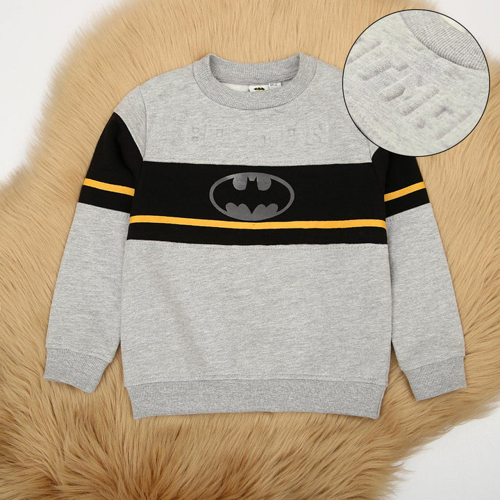 Kids Premium Quality Cut & Sew Black Panel and Batman Graphic Printed Fleece Sweatshirt (BM-00811) - Brands River