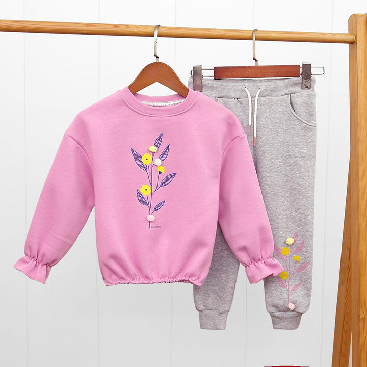 Graphic Printed 2 Piece Fleece Suit For Girls - Brands River