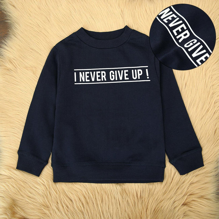 Kid's Premium Quality "I Never Give Up" Printed Sweatshirt (OR-00808) - Brands River