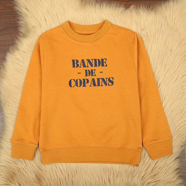 Kid's Mustard Premium Quality Graphic Printed Fleece Sweatshirt (OR-00799) - Brands River