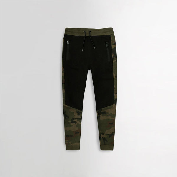 Older Boys Camo Paneled Zip Pocket Close Bottom Joggers  (PR-10317) - Brands River