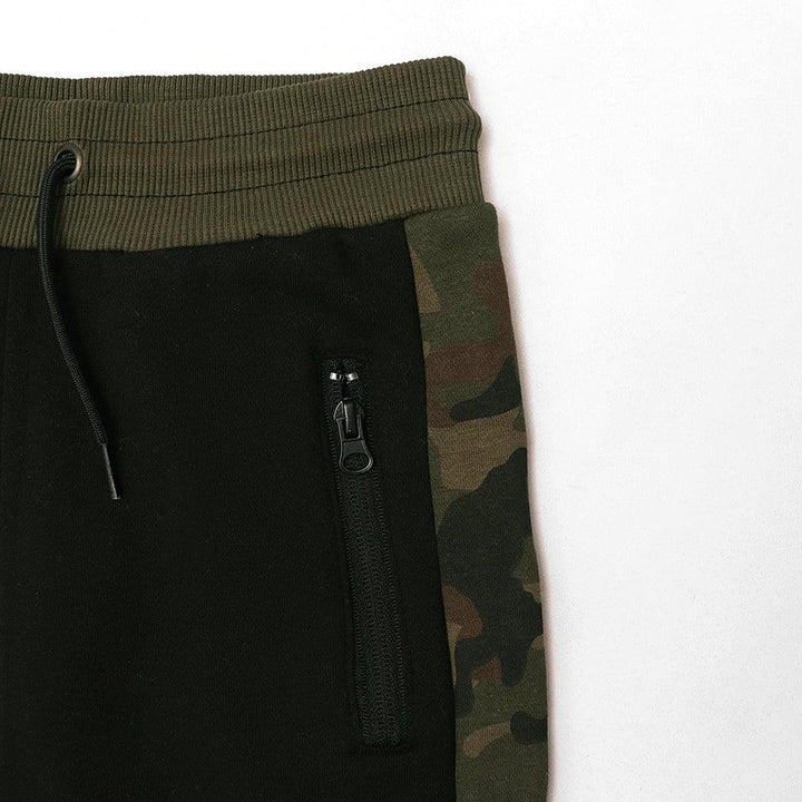 Older Boys Camo Paneled Zip Pocket Close Bottom Joggers  (PR-10317) - Brands River