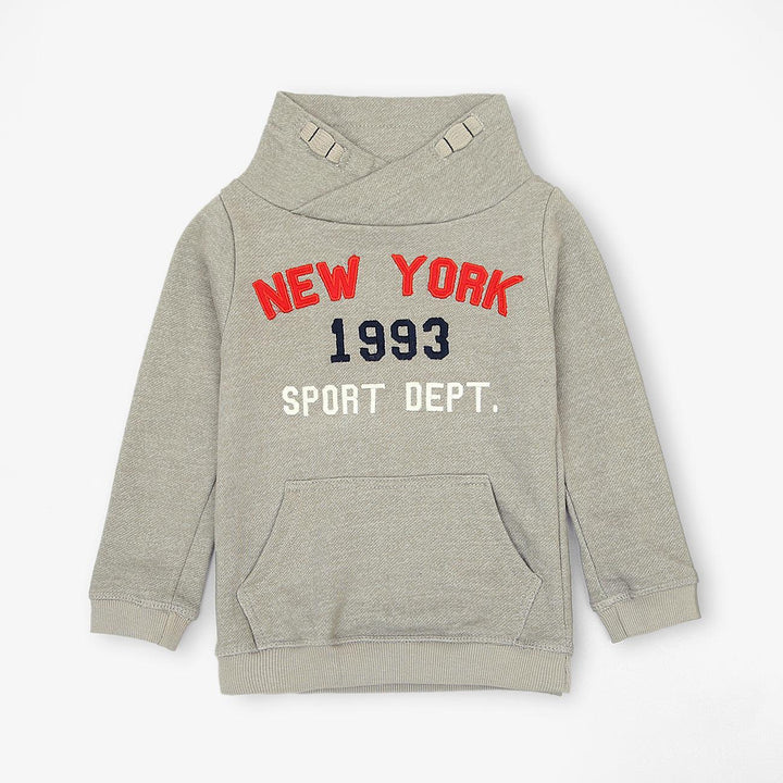 Kid's Grey "New York 1993" Embroidered Funnel Neck Hoodie (SE-00842) - Brands River