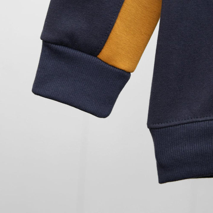 Navy Premium Quality Color Block Printed Fleece Tracksuit For Kids (MD-10581) - Brands River