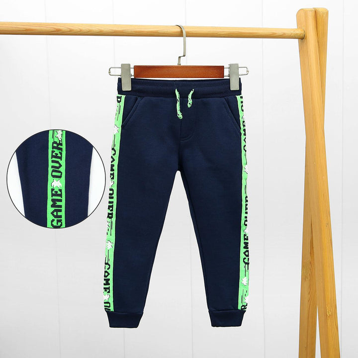 Kid's Premium Quality Color-Full Canvas Tape Printed Side Panel Fleece Trouser - Brands River