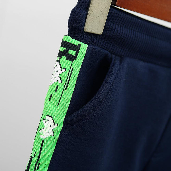 Kid's Premium Quality Color-Full Canvas Tape Printed Side Panel Fleece Trouser - Brands River