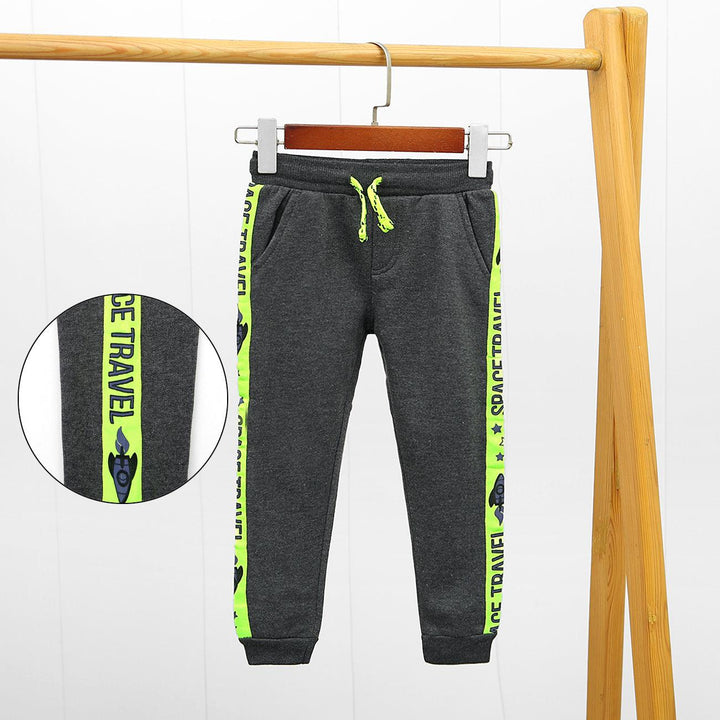 Kid's Premium Quality Color-Full Canvas Tape Printed Side Panel Fleece Trouser - Brands River