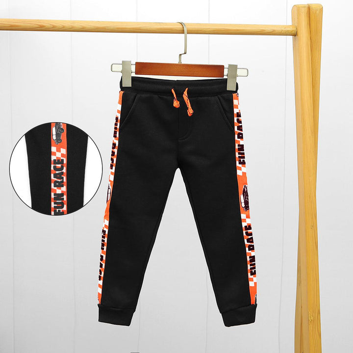 Kid's Premium Quality Color-Full Canvas Tape Printed Side Panel Fleece Trouser - Brands River