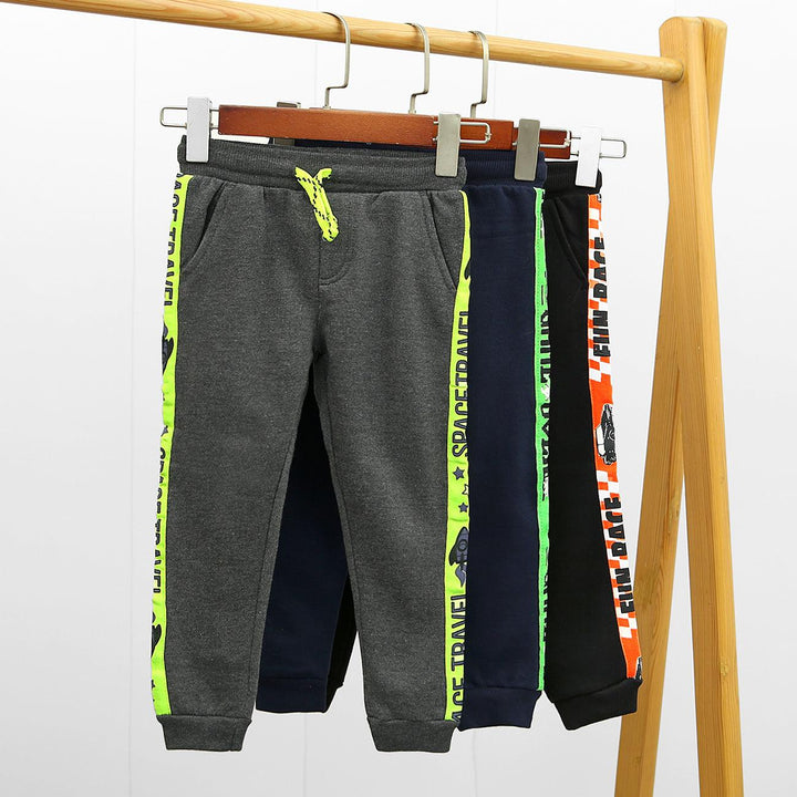 Kid's Premium Quality Color-Full Canvas Tape Printed Side Panel Fleece Trouser - Brands River