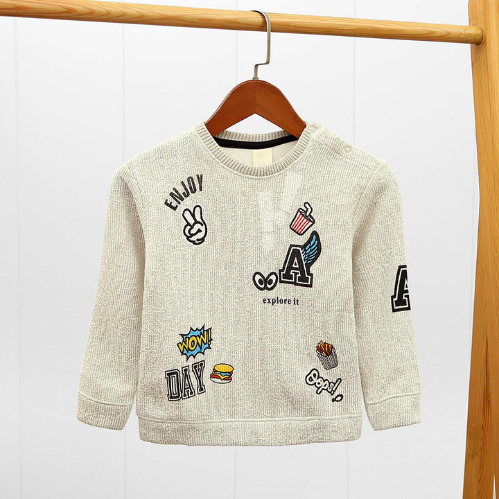 Kid's Premium Quality Graphic Printed Sweatshirt With Shoulder Snap Botton (IA-01012) - Brands River