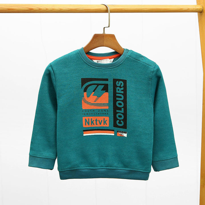 Kid's Graphic Printed Sweatshirt With Shoulder Snap Button (IA-01005) - Brands River