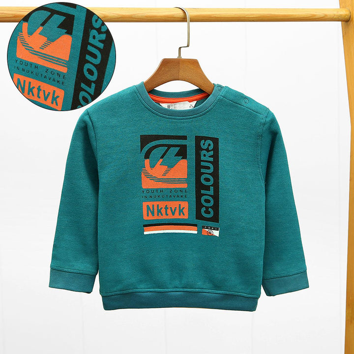 Kid's Graphic Printed Sweatshirt With Shoulder Snap Button (IA-01005) - Brands River