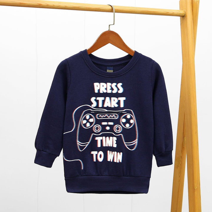 Kid's Blue Graphic Printed Sweatshirt (KK-01021) - Brands River