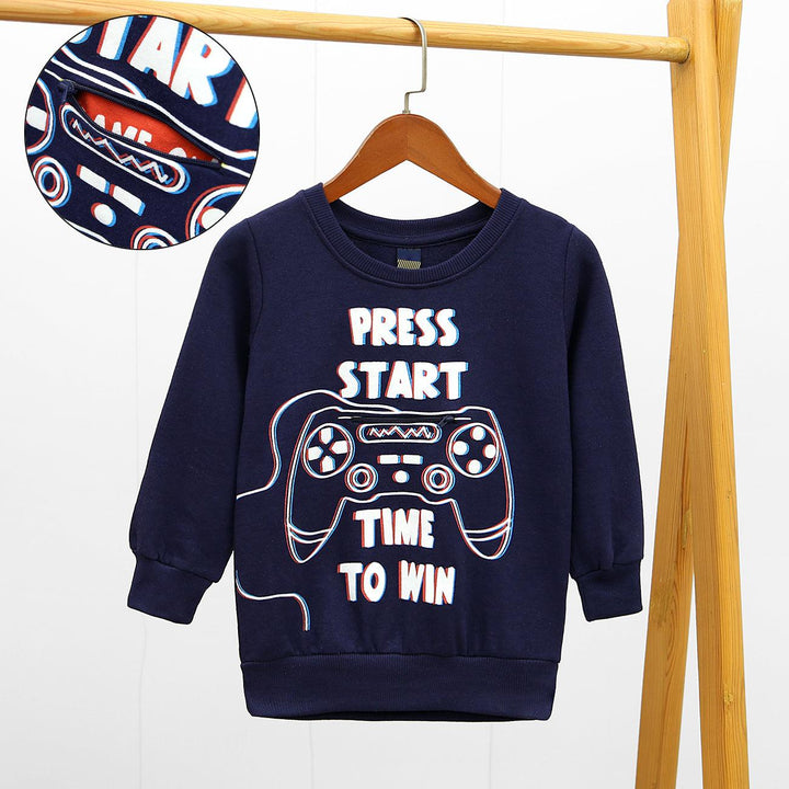 Kid's Blue Graphic Printed Sweatshirt (KK-01021) - Brands River