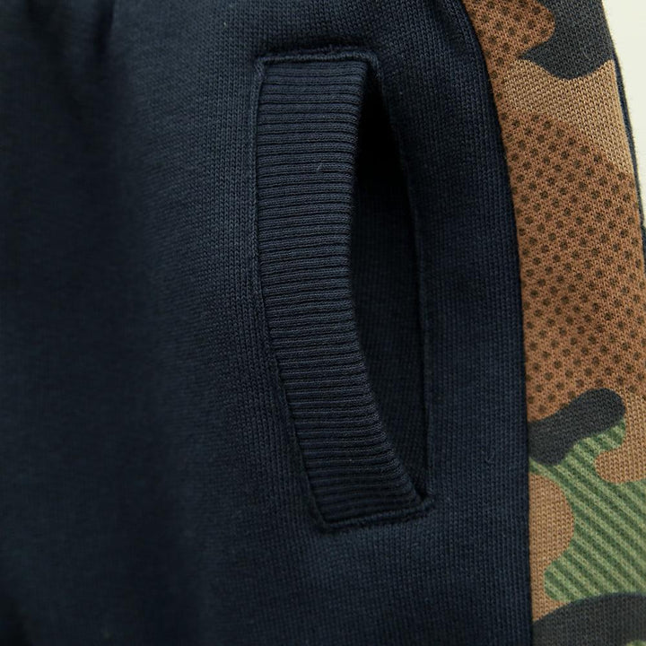 Kid's Side Camo Paneled Fleece Navy Jogger Trouser (TR-10008) - Brands River