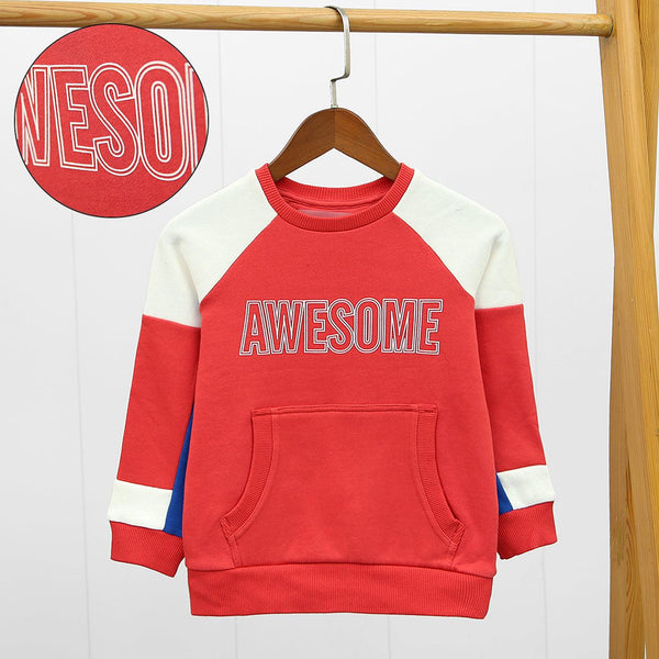 Kid's "Awesome" Print Fleece Raglan Sleeve Sweatshirt (NU-10013) - Brands River