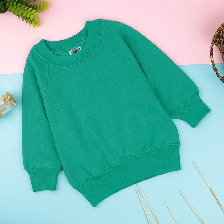 Kids Crew Neck Peacocked Green Fleece Sweatshirt  (RU-10559) - Brands River