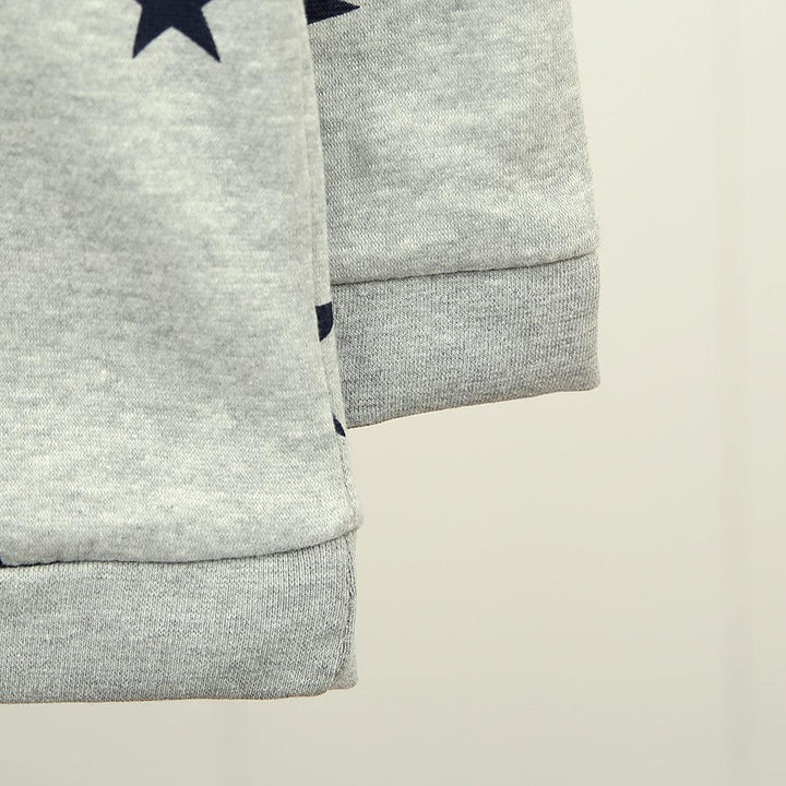 Gray All-Over Stars Printed Sweatshirt With Shoulder Snap Button For Kids (HM-10045) - Brands River