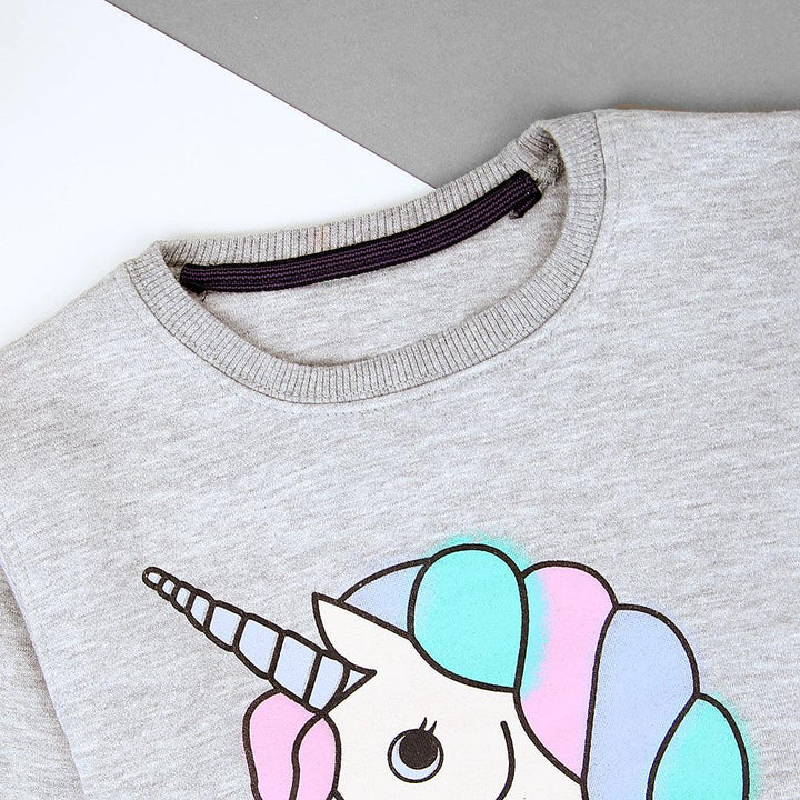 Kids Grey Mark Unicorn Graphic Fleece Sweatshirt (MM-11244) - Brands River