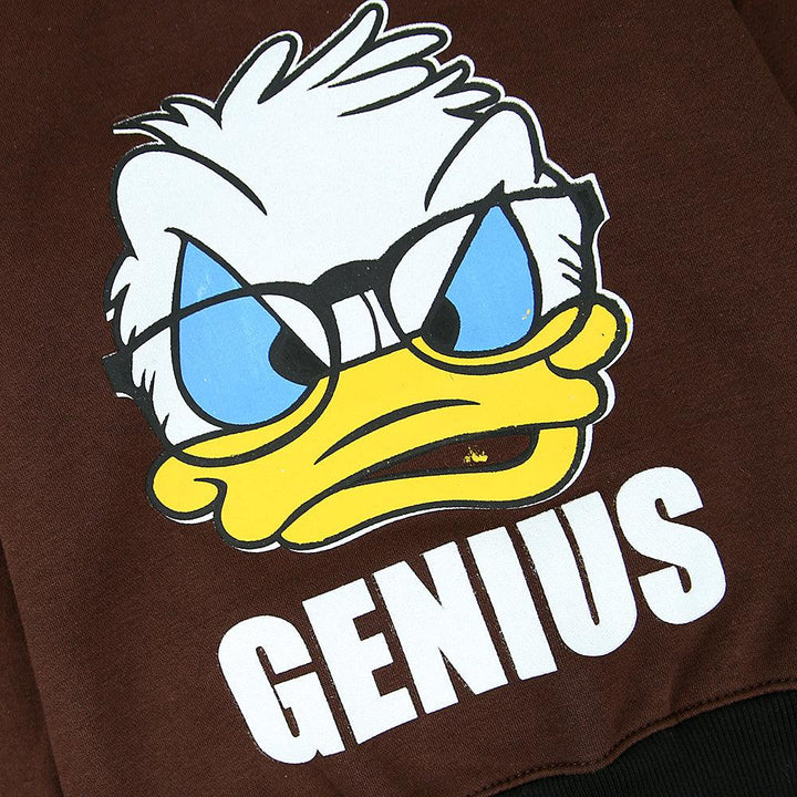 Kids Chocolate Ringer Genius Donald Graphic Fleece Sweatshirt (OF-11217) - Brands River