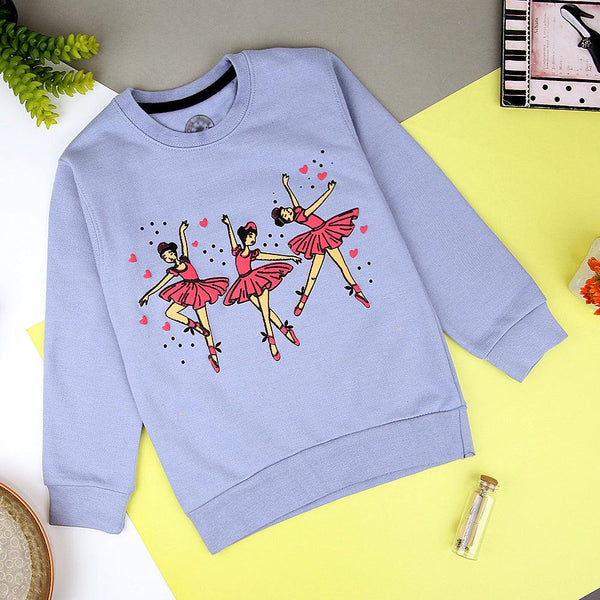 KIDS LT. PURPLE DANCING DOLL GRAPHIC PRINT FLEECE SWEATSHIRT (MM-11241) - Brands River