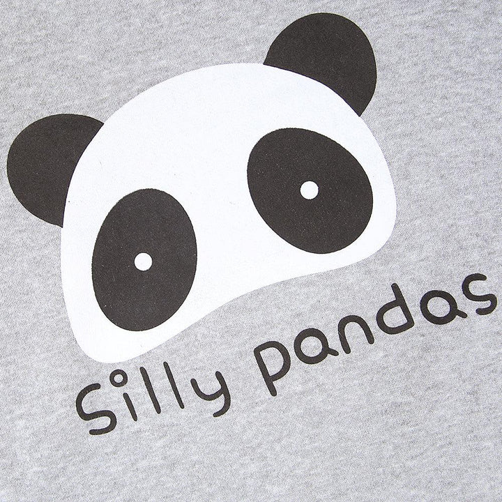 Kids Grey Ringer Panda Graphic Fleece Sweatshirt (OF-11229) - Brands River