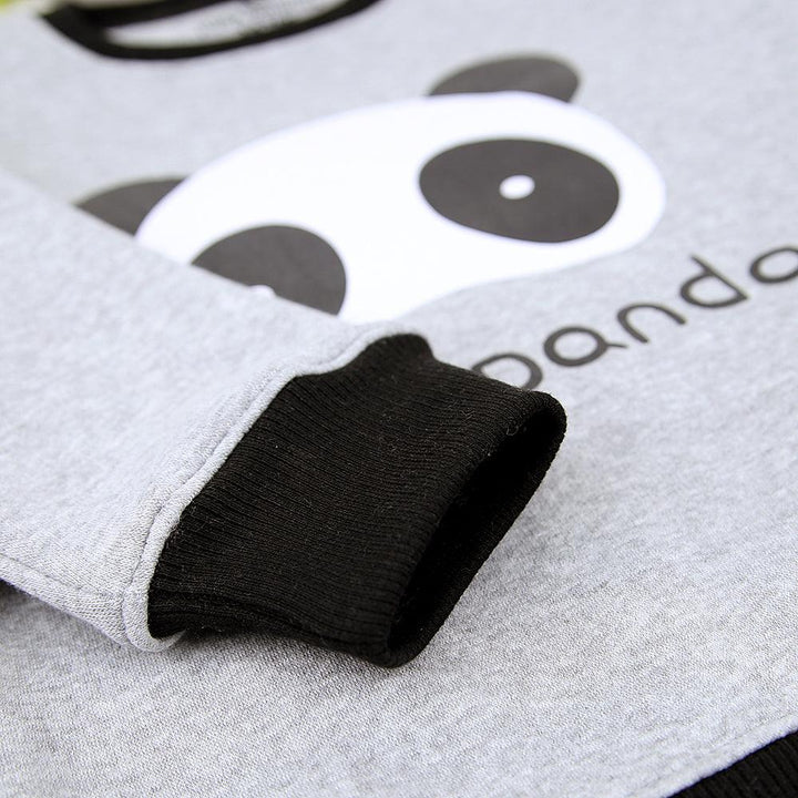 Kids Grey Ringer Panda Graphic Fleece Sweatshirt (OF-11229) - Brands River