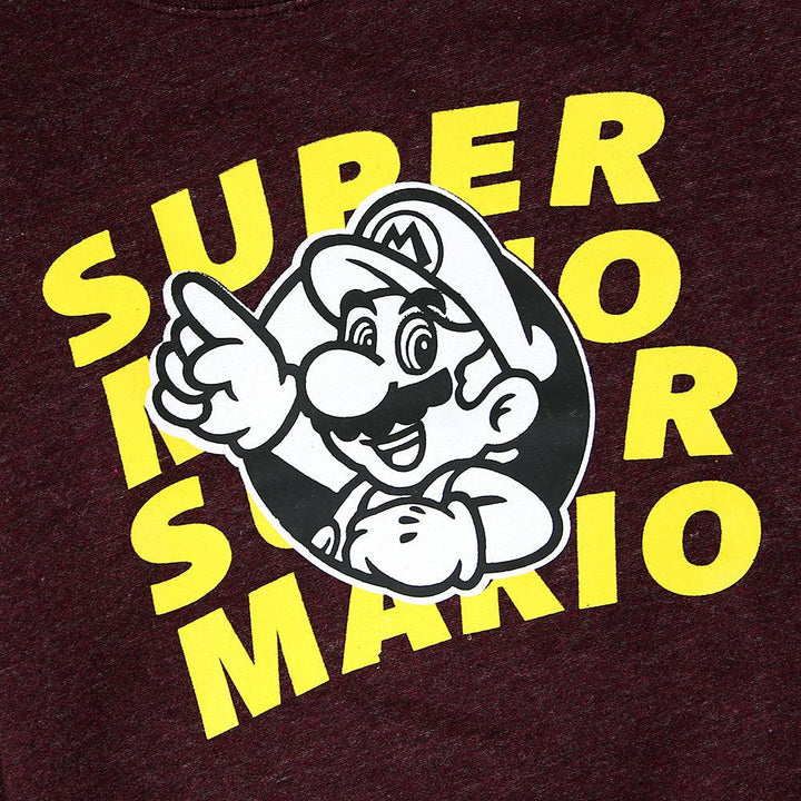 Kids Burgundy Marl Super Mario Graphics Fleece Sweatshirt (BG-11222) - Brands River