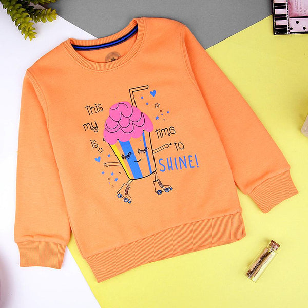 Kids Orange Ice cream Graphic Fleece Sweatshirt (MM-11239) - Brands River