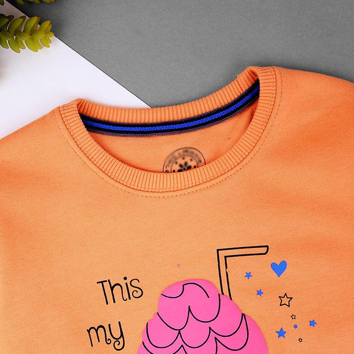 Kids Orange Ice cream Graphic Fleece Sweatshirt (MM-11239) - Brands River