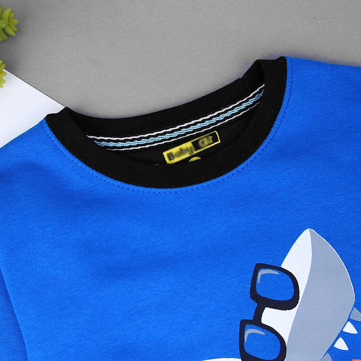 Kids Royal Blue Shark Graphic Fleece Sweatshirt (BG-11238) - Brands River