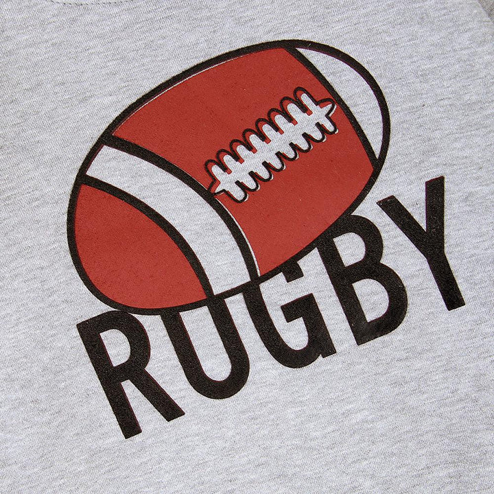 Kids Grey Marl Rugby Graphic Fleece Sweatshirt (BG-11245) - Brands River